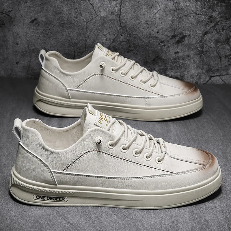 

Spring Autumn Casual PU Leather Shoes Trend Men's Shoes Wild Mens Flats Shoes Waterproof Non-slip Board Shoe Male Footwear