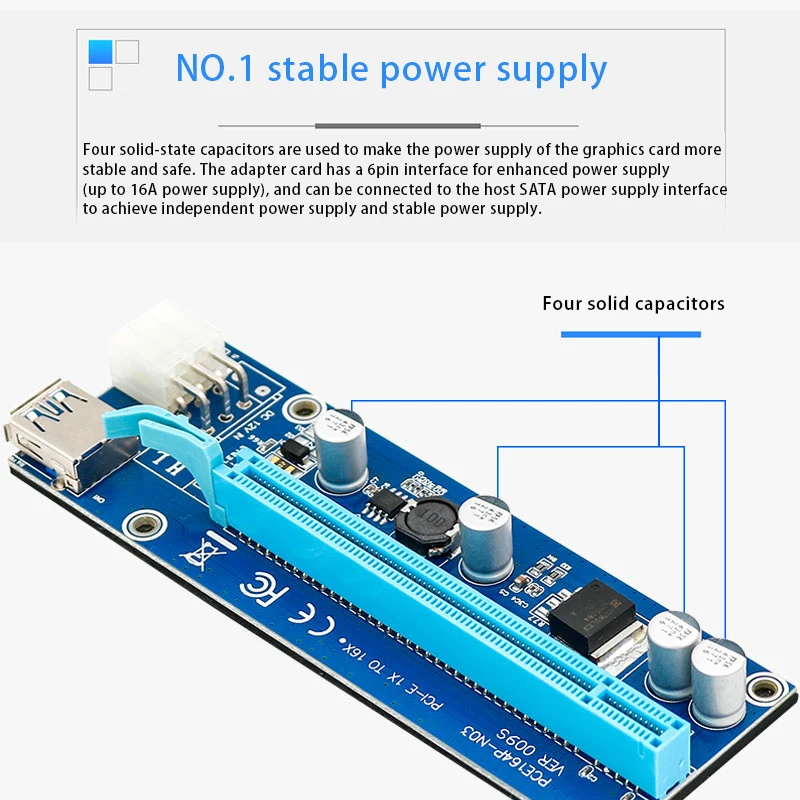 Переходник PCI-E 16X на 1X USB 3 0 внешний кабель питания SATA 15 контактов штекер-6 разъем