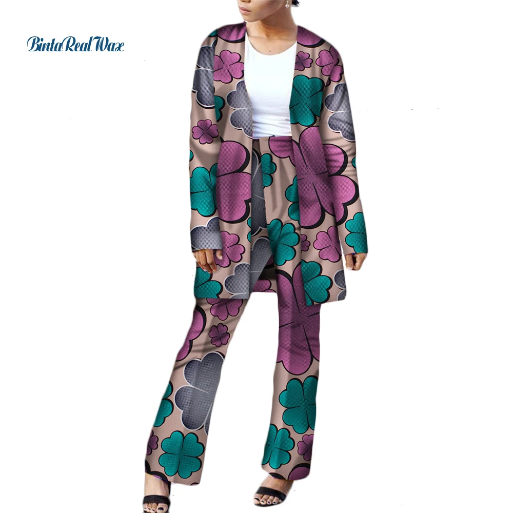 African Top and Pants Sets for Women 2 Pieces Bazin Riche Dashiki Clothing Print Long Shirts WY3593 | Тематическая одежда и