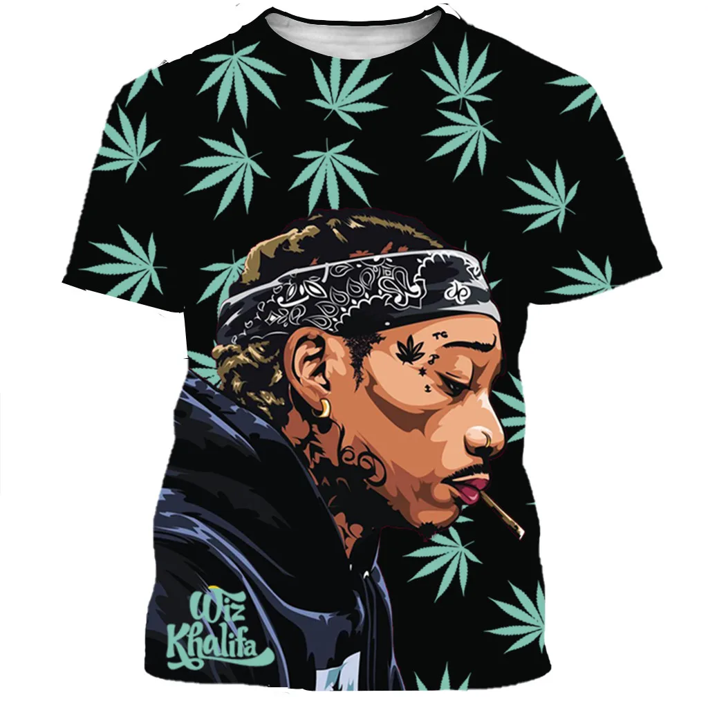 Новое поступление популярная футболка в стиле хип-хоп с 3d принтом Wiz Khalifa для