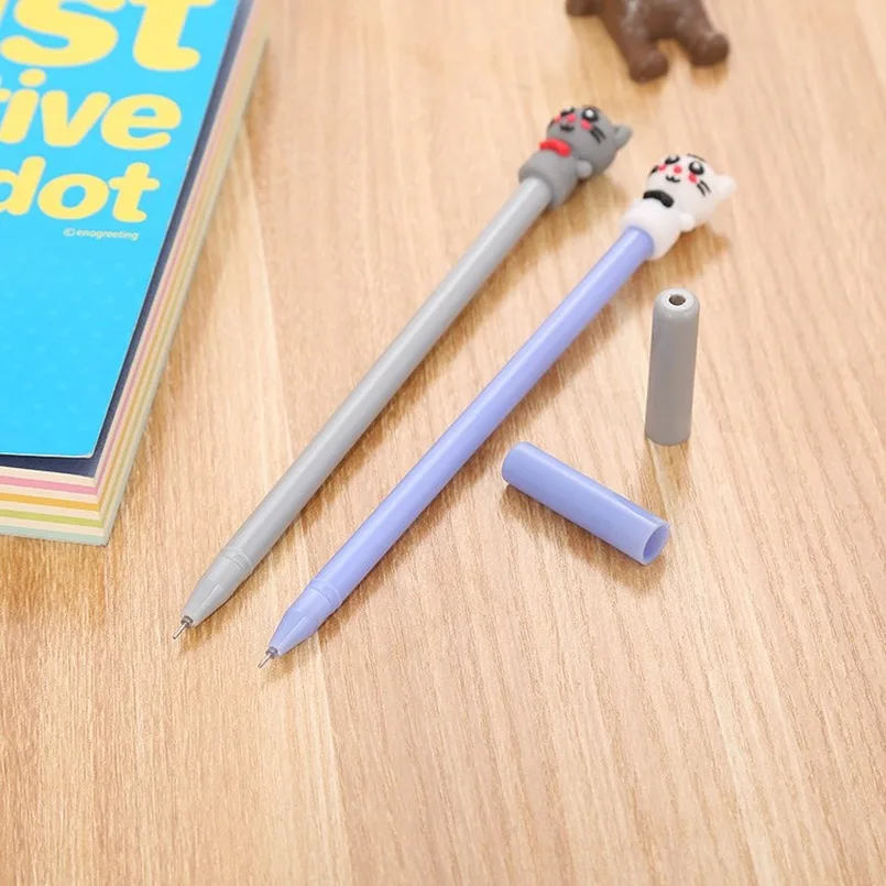 20 PCs Creative Kitten Gel Pen Cute Stationery Cartoon Cat Water-Based Paint Pen Office Supplies Signature Pen Wholesale