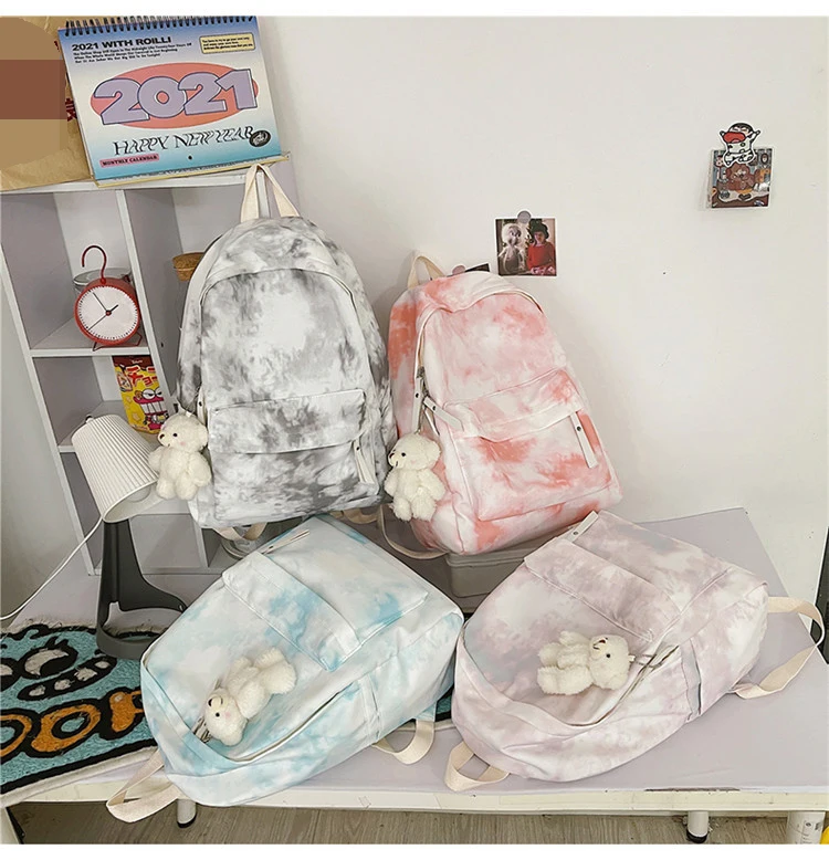 2021 New Tie Dyed Backpack Student Schoolbag for Girls Laptop Backpack High School