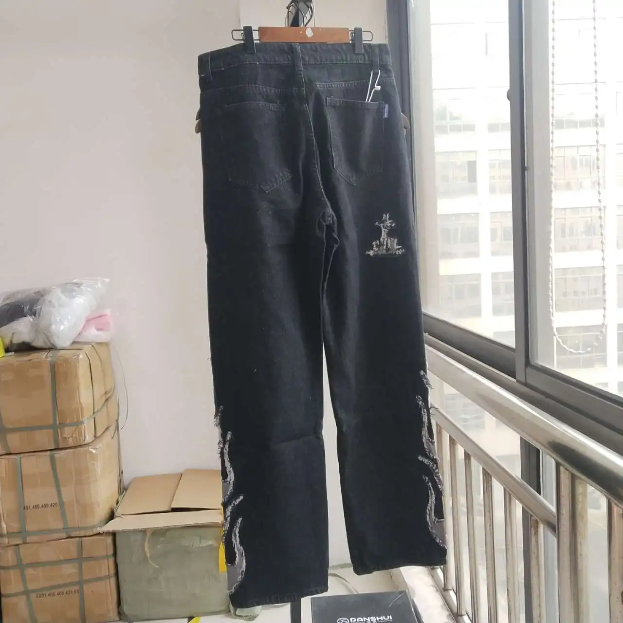 

Dark streetwear Wash Jeans Women's Spring 2021 New High Waist Trendy Straight Tube Wide Leg Skeleton Denim Pants