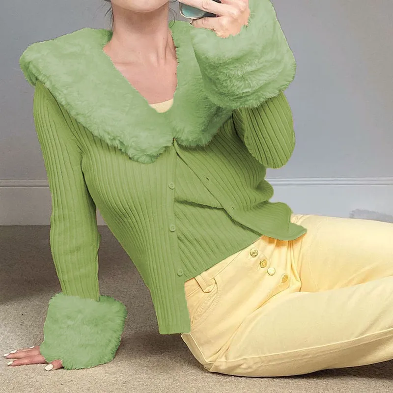 

Women's Sweaters 2020 Knitting Top Party Clothes Loose Warm Long Sleeve Solid Color Buttons Clothes Ladies Sweaters Winter Tops