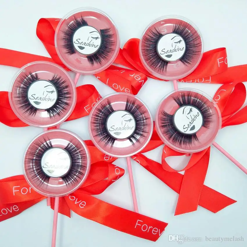 10 пар, Лидер продаж, стильные норковые ресницы с красочными леденцами, посылка с индивидуальным лейблом, норковые ресницы высокого качества, ручная работа