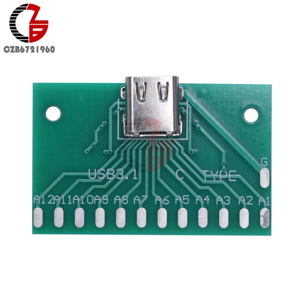 Type-C USB3.1 разъем адаптера тестовая Плата USB 3,1 24P 24Pin разъем база печатной платы для Arduino USB 2,0 DIY