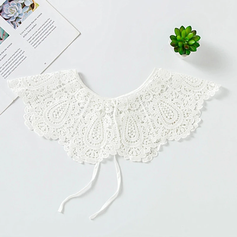 

Lolita Decorative Fake Collar Lace Shawl Embroidery Mesh Dickey Necklace F42F