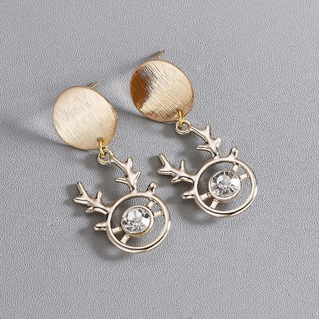 Cxwind винтажные хрустальные серьги-подвески в форме головы оленя золотого цвета