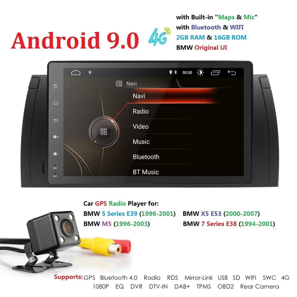 2G + 16G/4G 64G DSP Android9.0 автомобильный Радио мультимедийный плеер gps Навигация BT 4G WiFi 1din