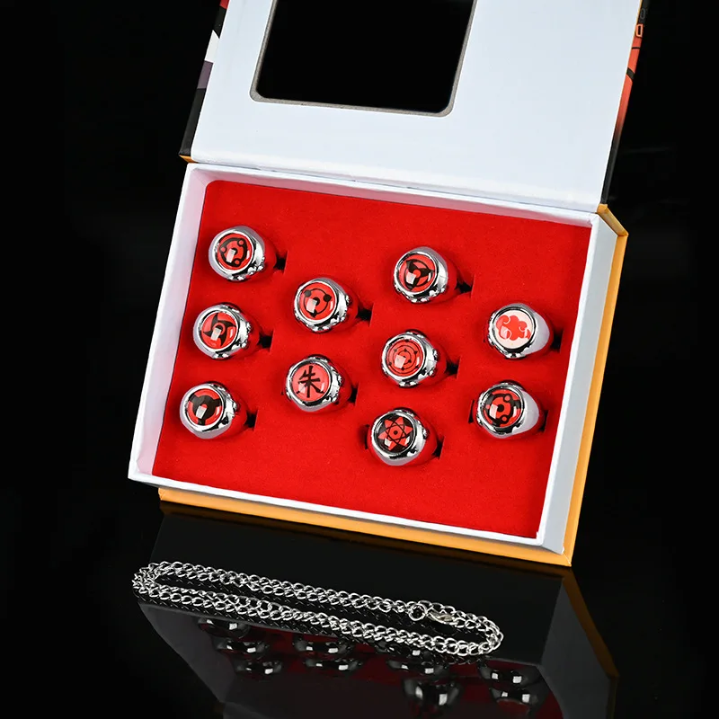 

Sharingan Rings Anime Cosplay Akatsuki Red Rings Metal Festival Gift Cool Collection Cartoon Toy Uchiha Sasuke Itachi Pain