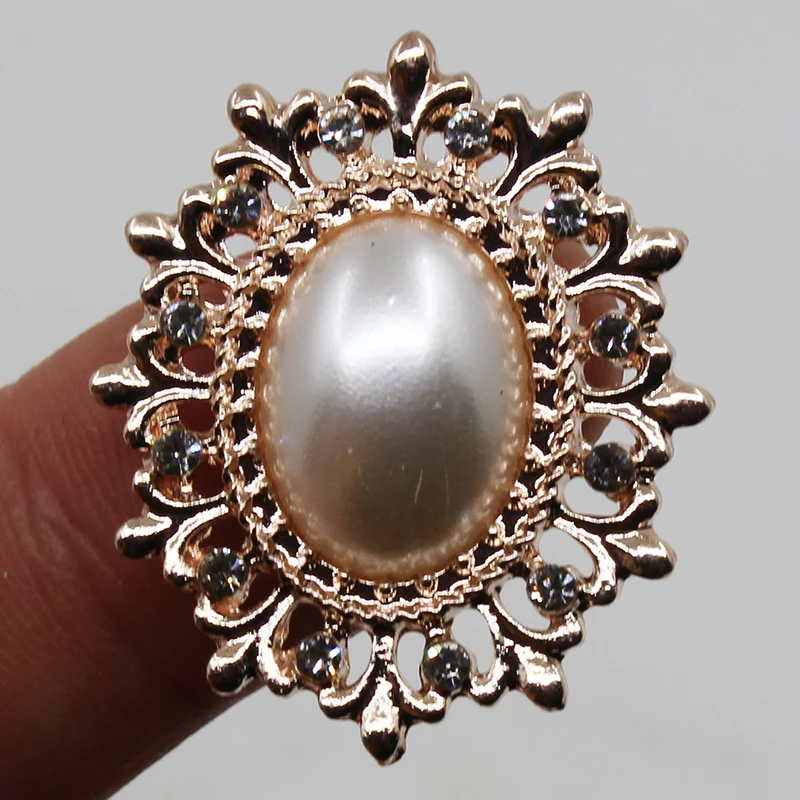 10pc golden pendants clear rhinestones, pearl buttons for wedding decoration, metal brooch, hair bow, handmade jewelry