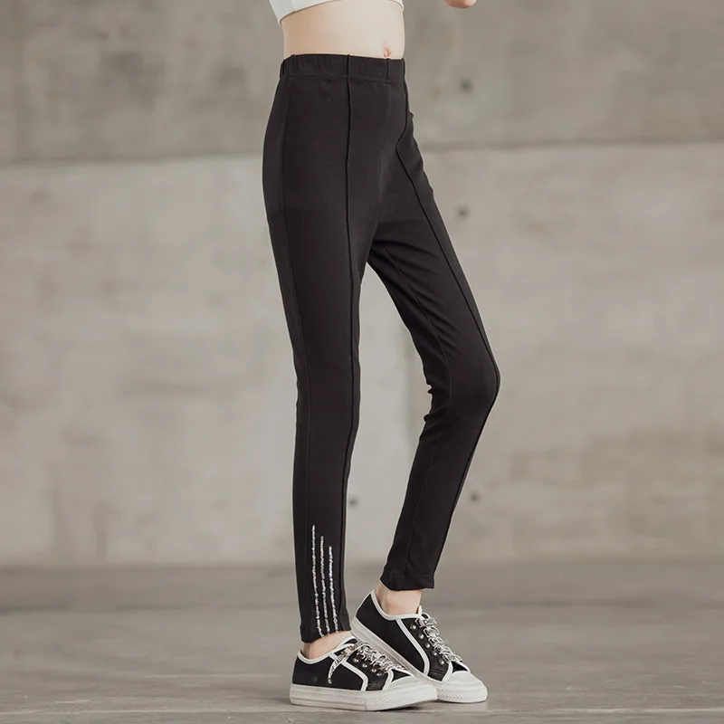 

4-14 Year Girl Stretch Leggings Black Baby Kids Leggings Autumn Clothes Pants Child Soft Elastic Waist Knitted Tights Trousers