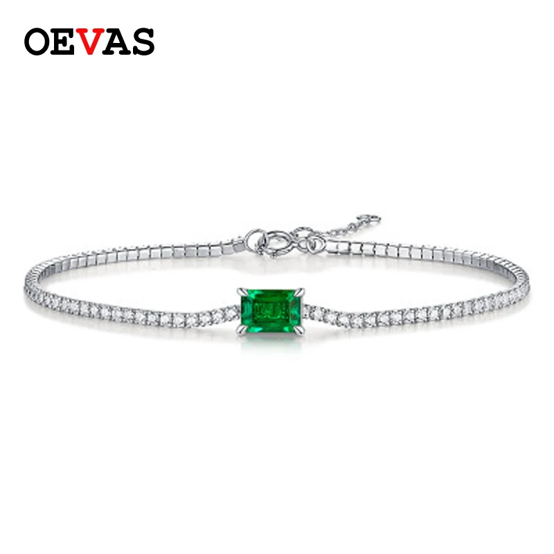 Женские браслеты с драгоценными камнями OEVAS из твердого стерлингового серебра 925