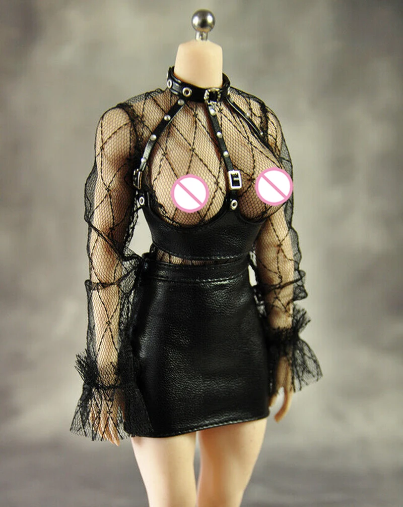 

1/6 Faux leather Mesh Bra Tight Sexy Dress, Suitable for 12 Inches Female PH TBL Female Movable Doll Mannequin Doll.