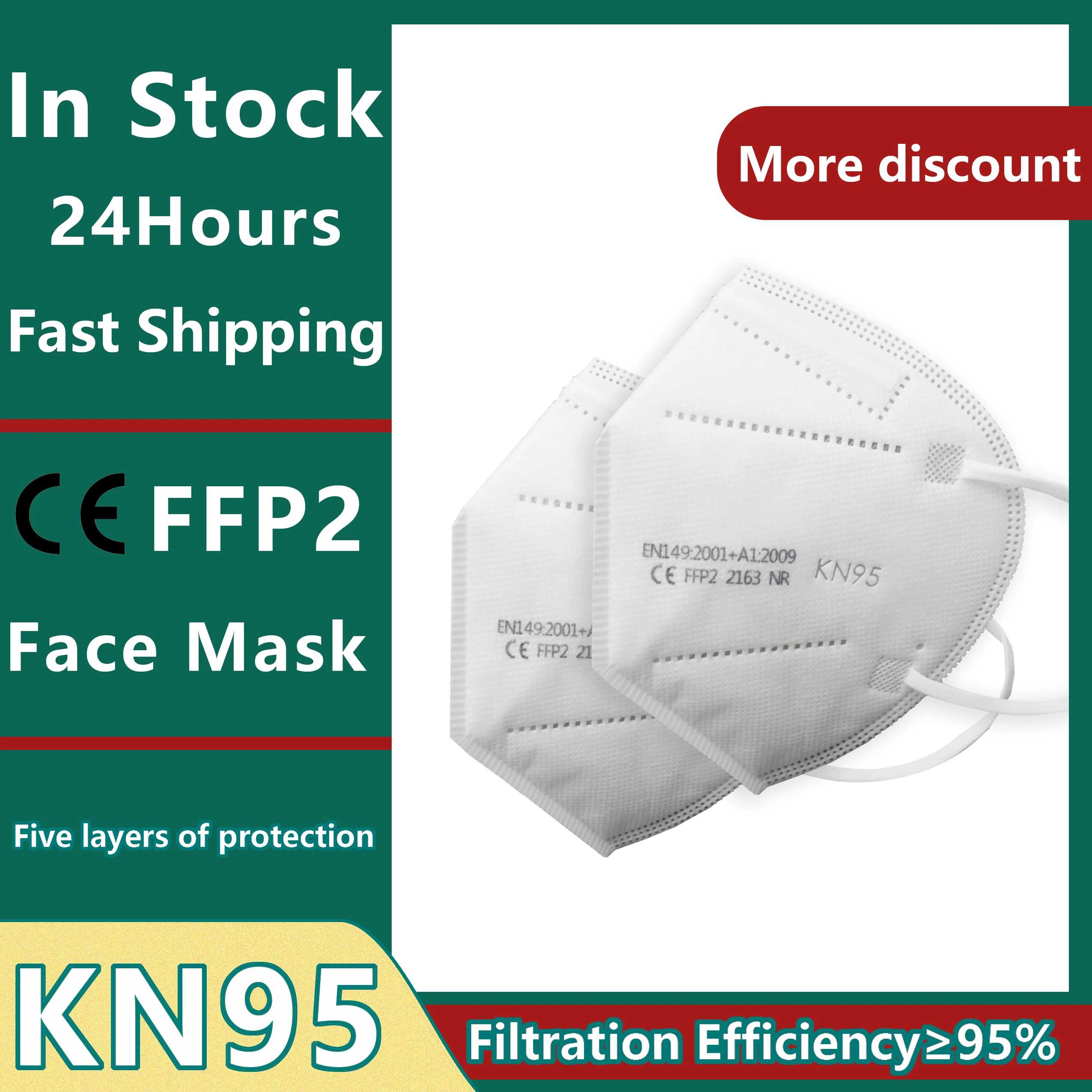 

Kn95 Mask3D stereoFive Layers of Ventilation protectionReusable Filter ffp2mask CE Mascarillas