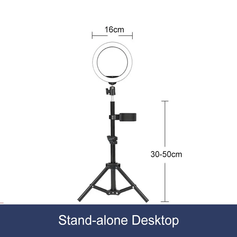 16cm(sing holder) Фотография с регулируемой яркостью светодиодный селфи кольцо свет 10 уровней затемнения света с треножный Штатив для телефона USB для макияжа видео для студий с живым звуком - Цвет: 16cm(sing holder)