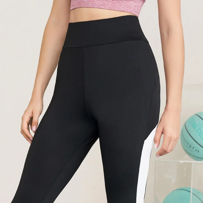 

New Spring Autumn Women's Fashion Knitted Stretch High Waist Slim Stitching All-match Sports Yoga Fitness Casual Leggings