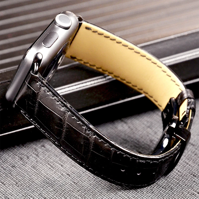 Ремешок из натуральной кожи аллигатора высшего качества для Apple Watch 5 4 3 2 1 44 мм 40