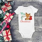 Это мой первый Рождественский Комбинезон для маленьких мальчиков и девочек с коротким рукавом рождественские Комбинезоны для маленьких мальчиков и девочек праздничный комбинезон Рождественская одежда