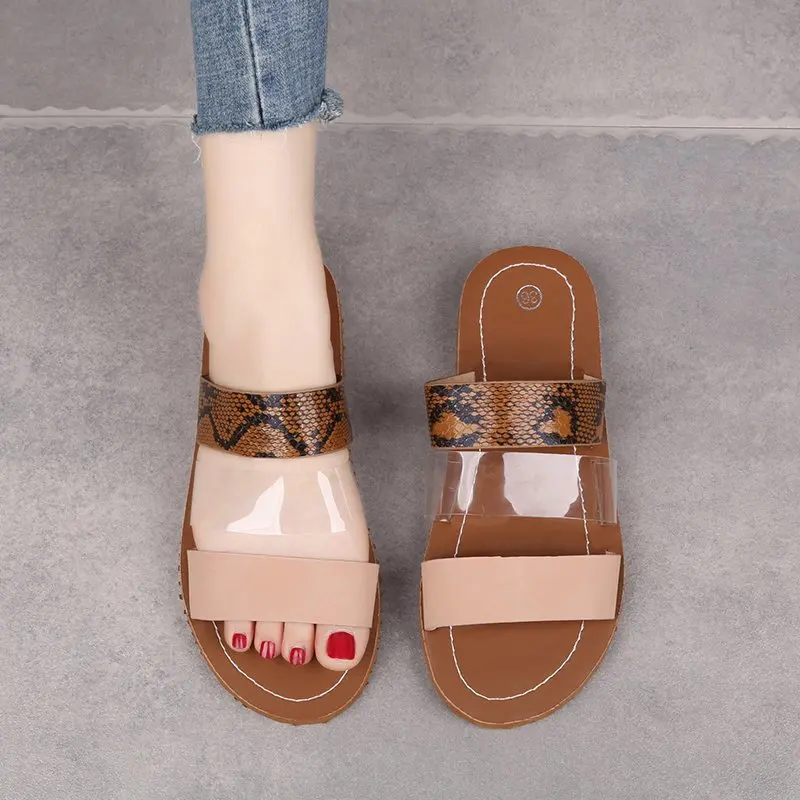 

Transparent Slippers Shoes Big Size Beige Heeled Sandals Slipers Women Luxury Slides Soft Flat Black 2021 Designer Solid Rome Fa