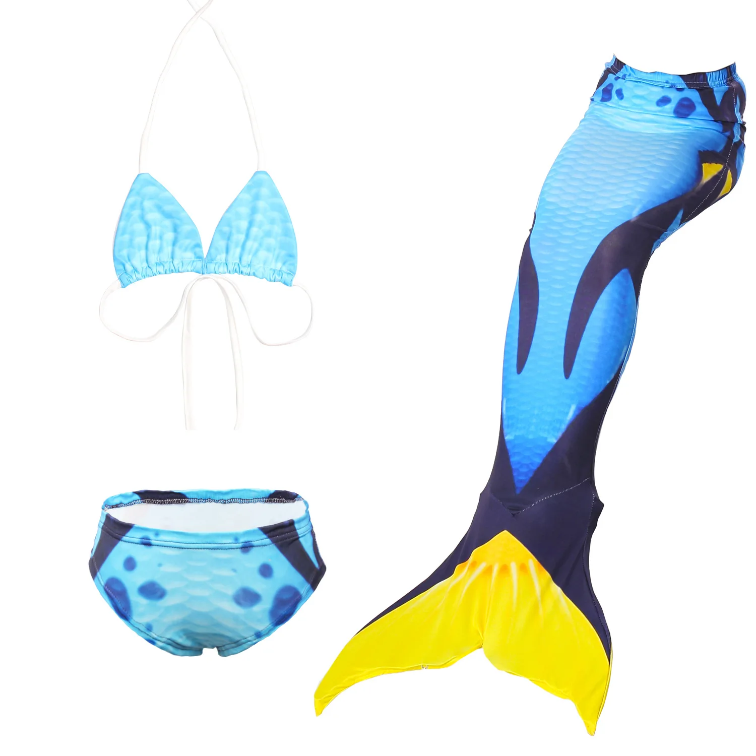 3PCS SET NO MONOFIN Купальный костюм русалки для девочек с хвостом/без монофина; Карнавальный костюм для детей с хвостом русалки Ариэль; детский купальный костюм для костюмированной вечеринки - Цвет: 3PCS SET NO MONOFIN