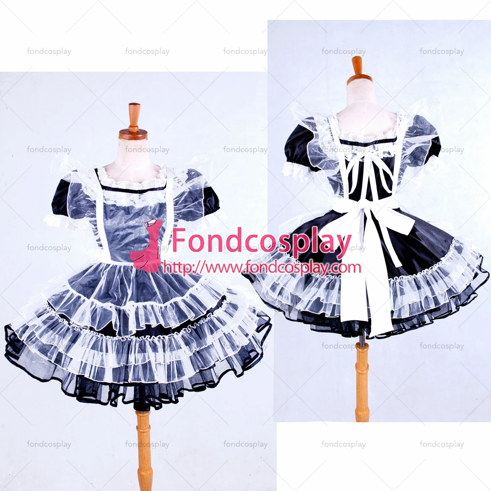 

Сексуальная одежда для взрослых с крестом fondcosplay, блестящее короткое черное атласное платье из органзы, индивидуальное изготовление [G1589]