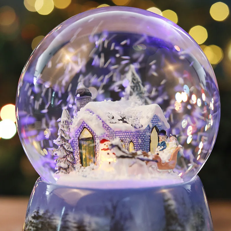 Free shipping Snow crystal ball crystal ball Christmas music box crystal ball music box snow Christmas music box