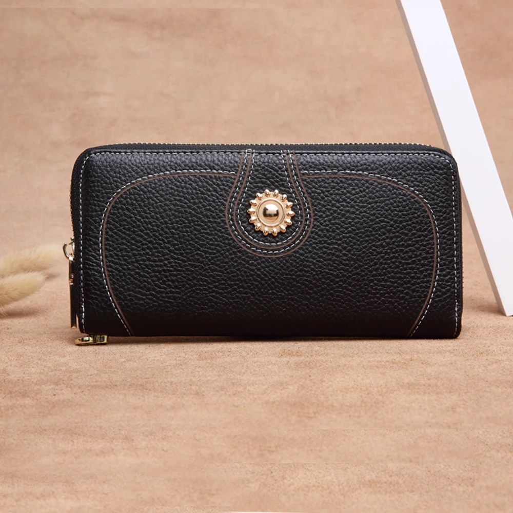 Новинка весны 2020 женский клатч с подсолнухом кошельки из натуральной коровьей