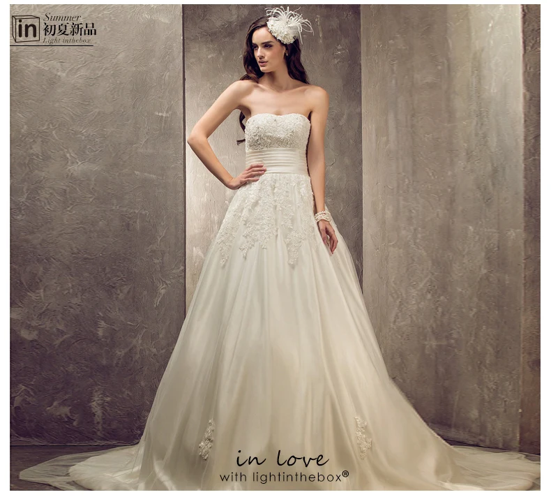 

free shipping bridal gown tulle casamento sweetheart vestido de noiva 2016 new fashionable romantic appliques wedding dress