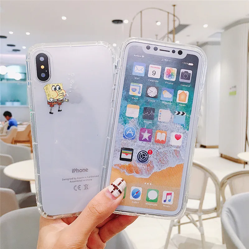 Для iPhone 6 7 8 PLUS чехол для телефона губка детский 6S тонкий мягкий из ТПУ X XS MAX XR