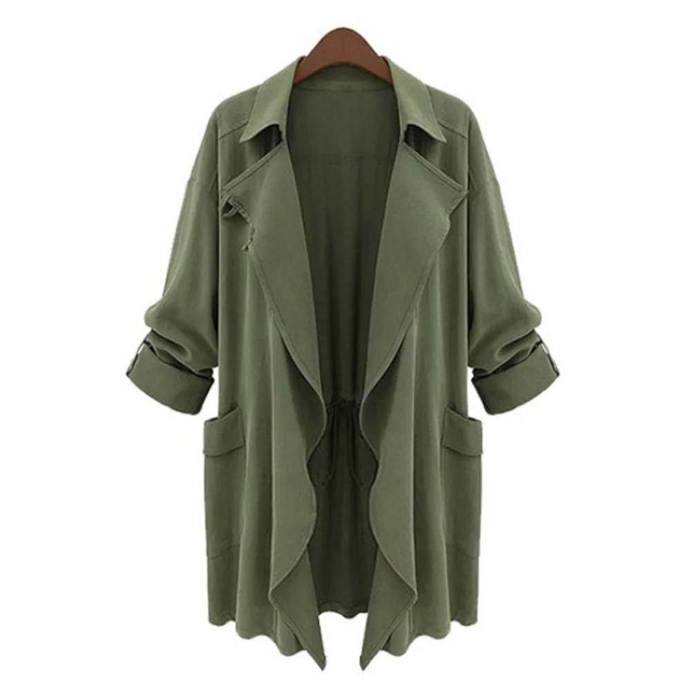 

Plus Size Womens Trench Coat Ladies Parka Overcoat Long Jacket Autumn Outwear