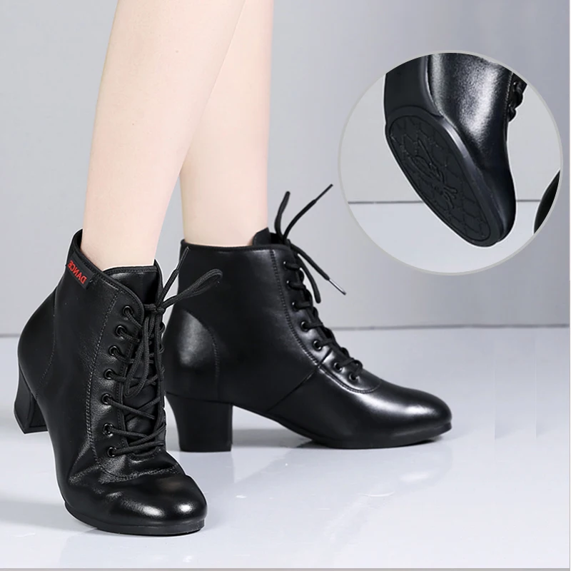 Woman Latin Dance Shoes Short Boots Outdoor Dance Boots Salsa Tango Dancing Shoes For Girls Soft Bottom White Black Ankle Boots