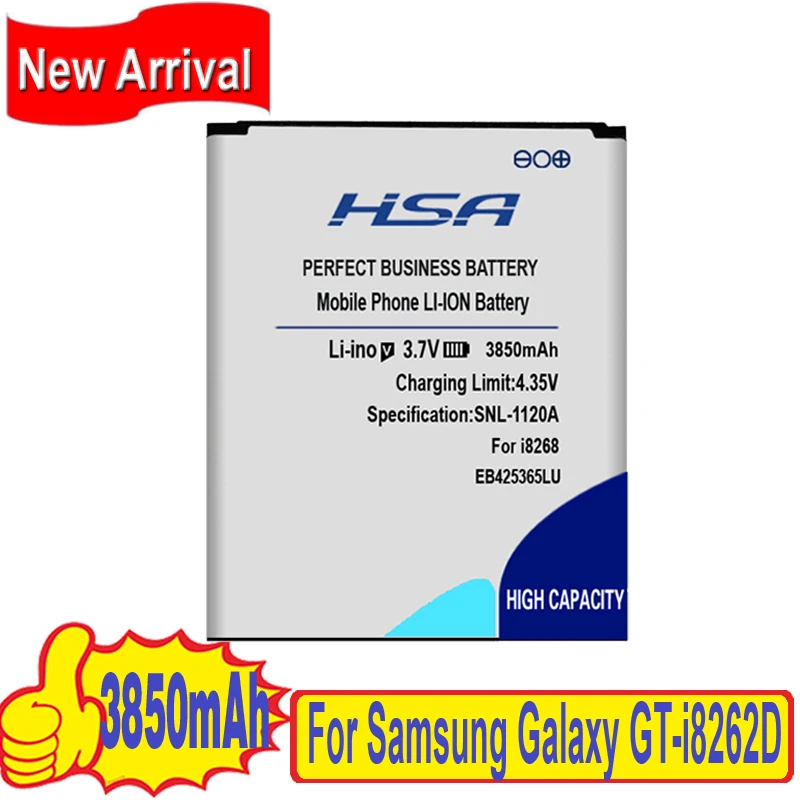 3850mAh EB425365LU батарея мобильного телефона для Samsung Galaxy GT i8262D i8268 i8268D SCH i829 батареи|battery
