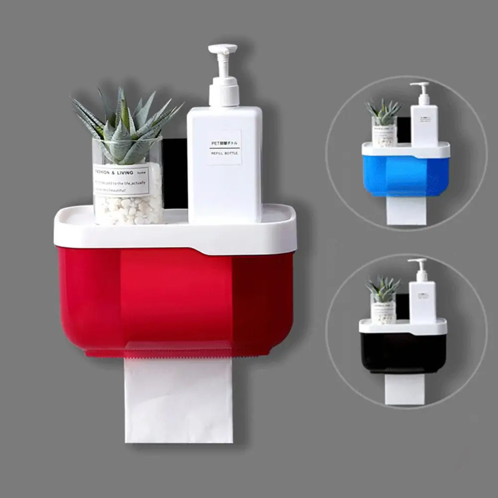 

Держатель для туалетной бумаги, для ванной, настенное крепление, пластиковый держатель для туалетной бумаги с полкой для хранения, коробка ...