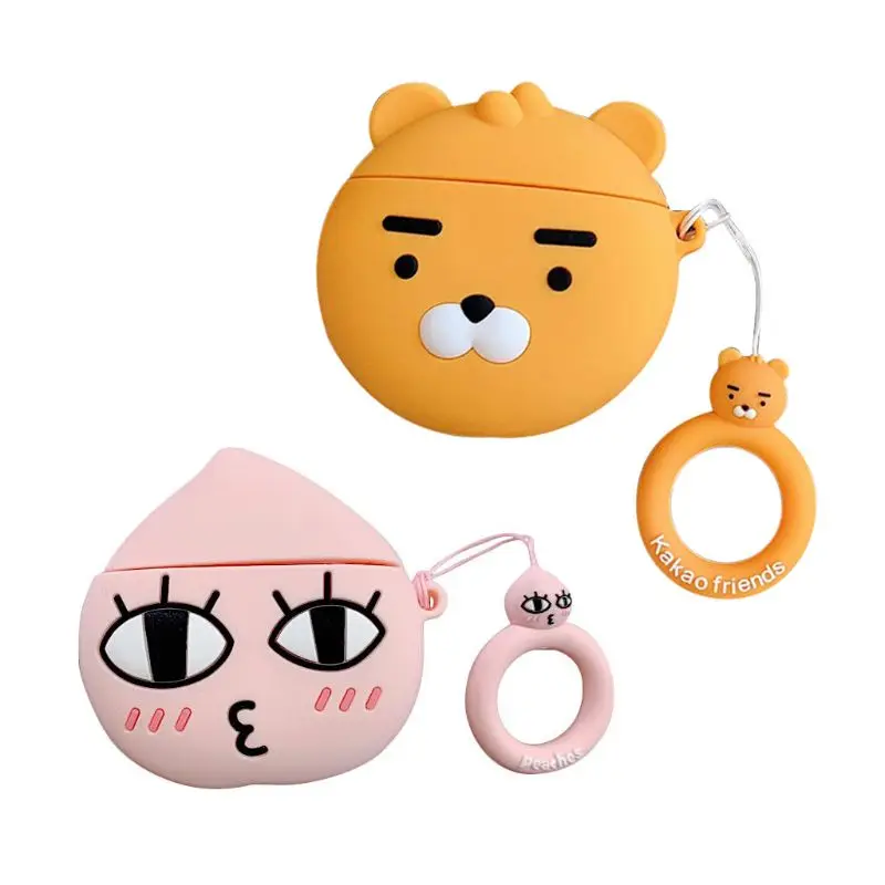 Мягкий силиконовый защитный чехол с рисунком льва/персика ударопрочный ремешком