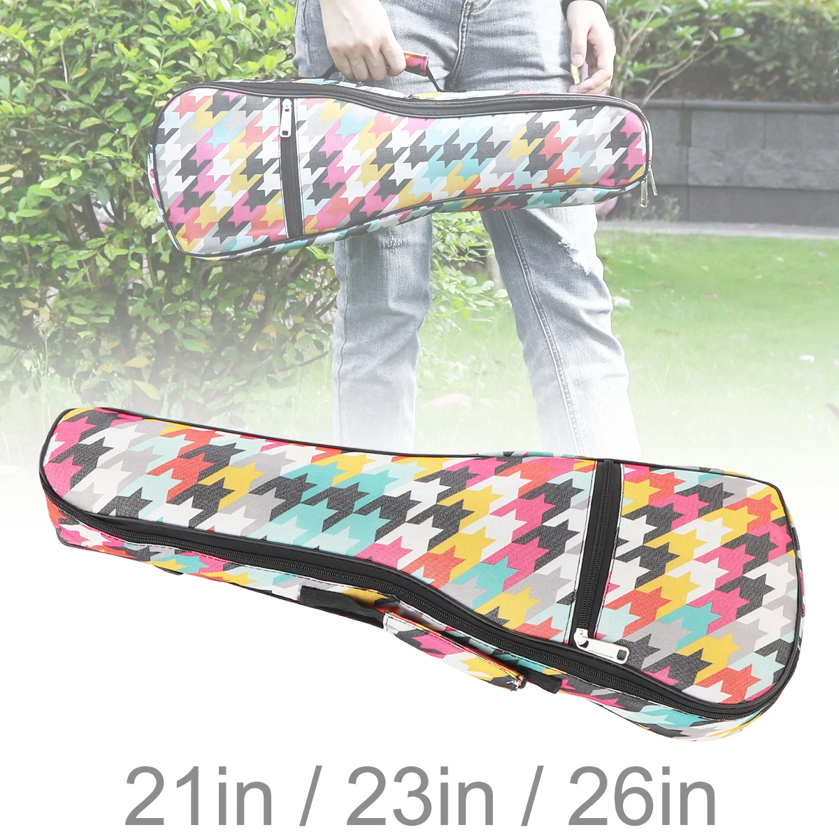 21 / 23 / 26 Inch Portable Ukulele Bag Colorful 10mm Sponge Soft Case Gig Ukulele Mini Guitar Waterproof Backpack