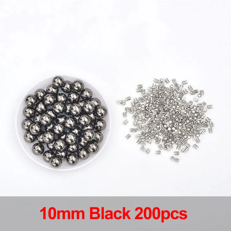 10mm Black 200pc JUNAO, 4, 5, 6, 8, 10 мм, белый жемчуг, бусины, установка жемчуга, стразы, Ручной пресс, инструменты, заклепки, машина для рукоделия, швейные принадлежности - Цвет: 10mm Black 200pc