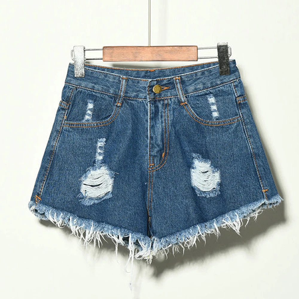 

Fashion Tassel Denim Shorts Summer Women Casual Mid Waist Cotton Sexy Jean Short Fashion Button Pockets Shorts