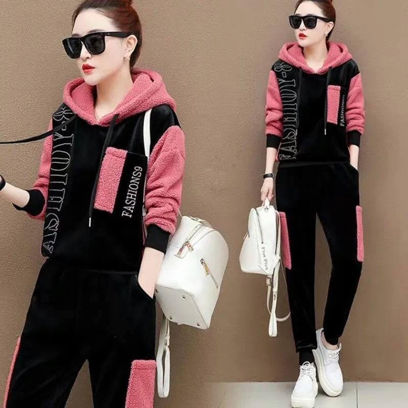 

Размера плюс, повседневные женские комплекты 2 шт. Комплекты Женские толстовки с капюшоном костюм с длинными рукавами и круглым вырезом, сти...