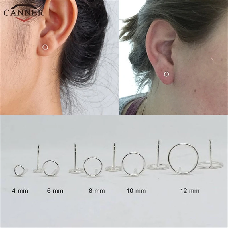 Женские круглые серьги гвоздики из серебра 925 пробы 4 12 мм|Серьги-гвоздики| |