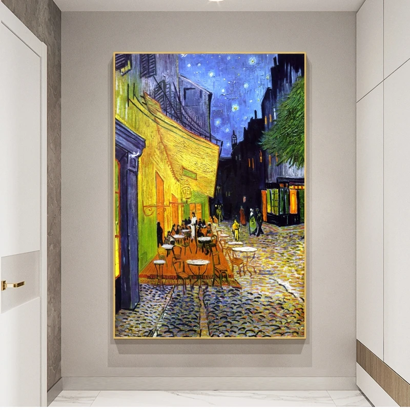 Ночная терраса кафе в ближайшее время Ван Гога масла Картины Печать на холсте
