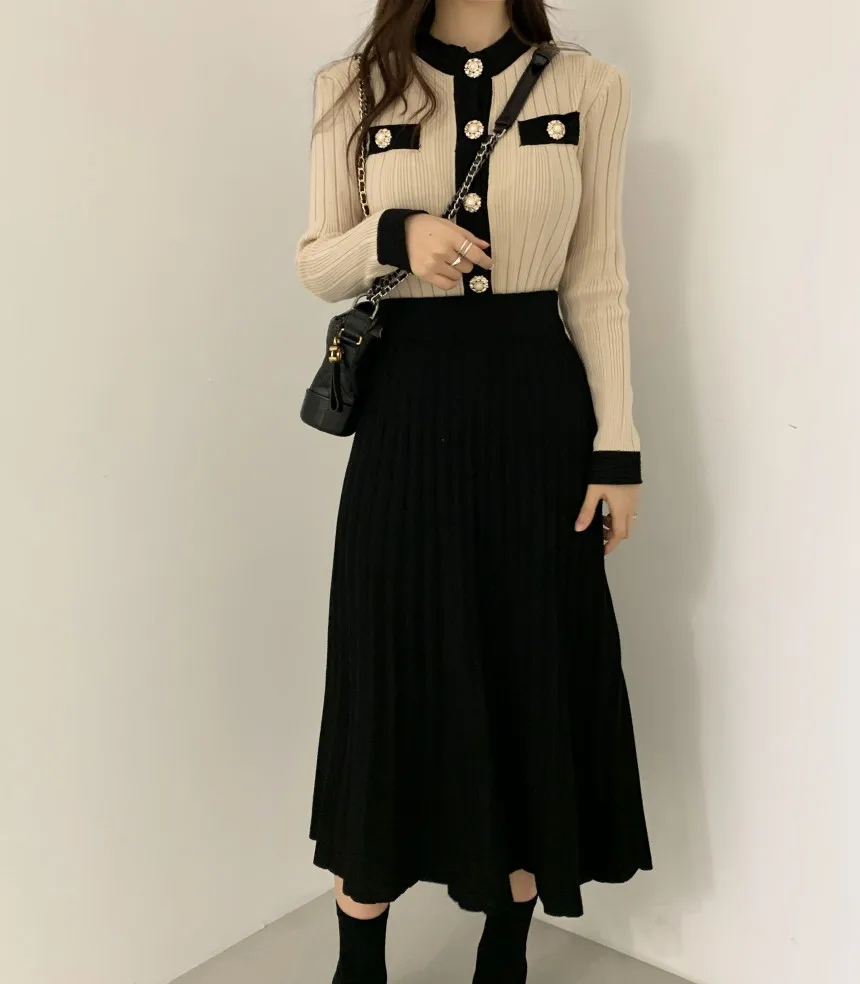 Шикарные офисные однобортный Перл кардиган с пуговицами свитер для девочек +