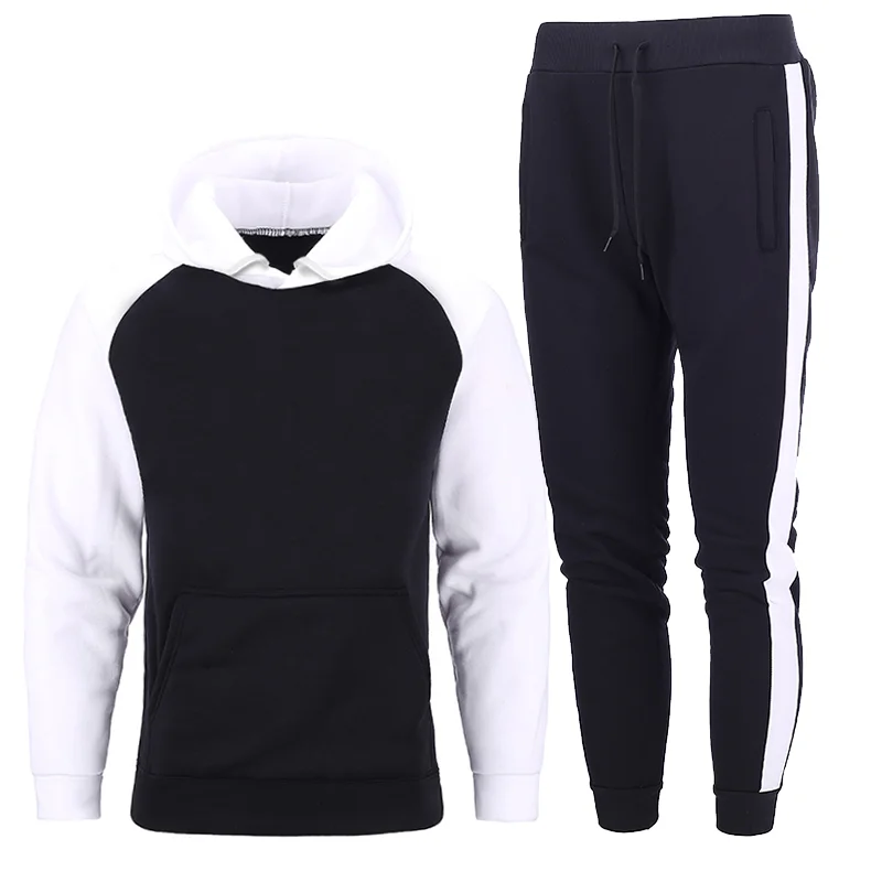 

Spring and Autumn Sportswear Men's Hooded Sweatshirt Jacket + Sweatpants Set Unique Printed Sportswear