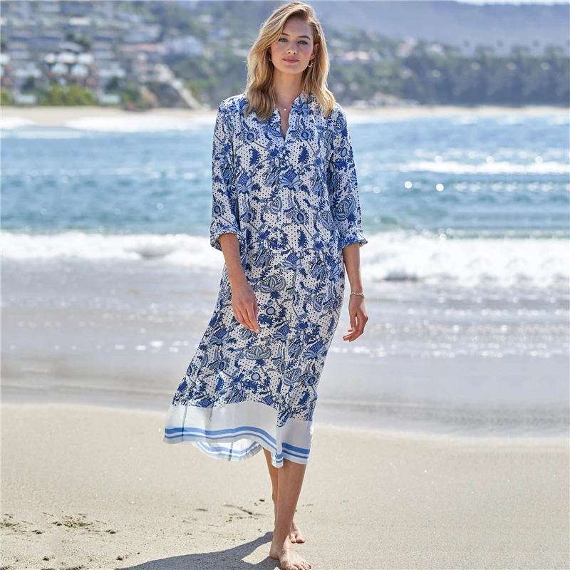 

2023 Sexy Women Clothes White Tunic Cusual Summer Beach Dress Elegant Plus Size Beach Wear Swim Suit Cover Up Q1264