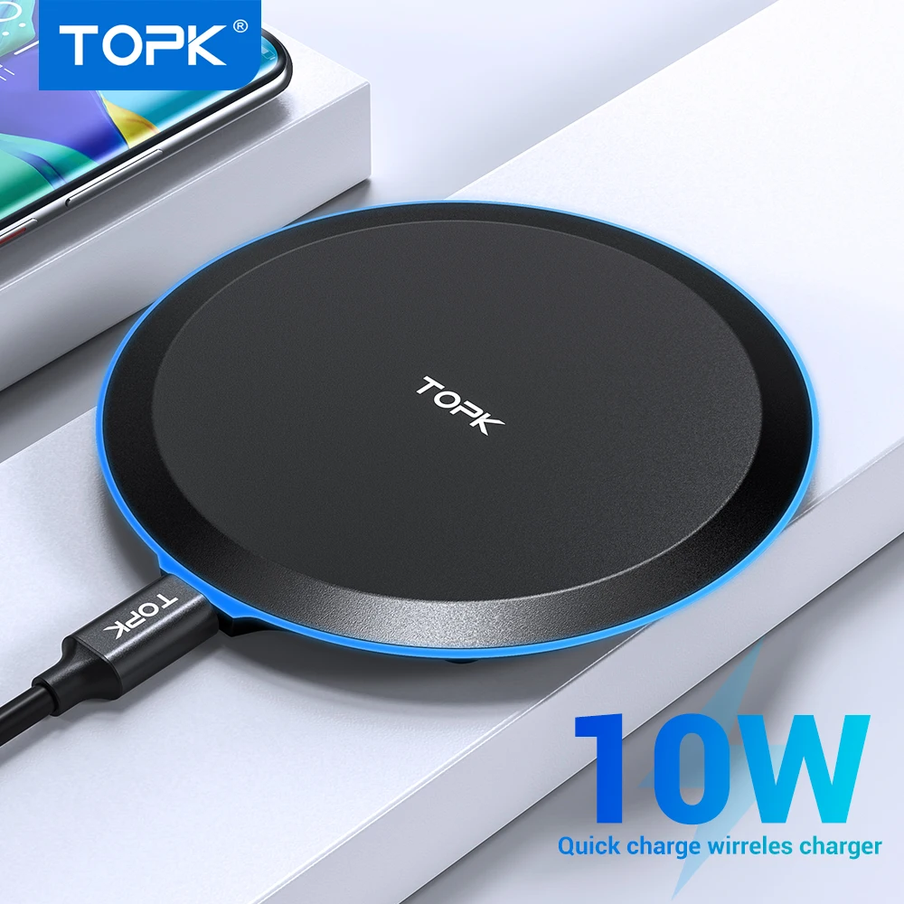 Беспроводное зарядное устройство TOPK 10 Вт для iPhone X Xs Max 8 Plus быстрая Беспроводная
