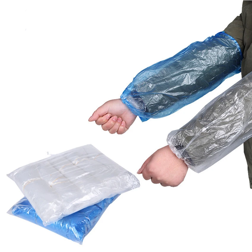 

100PCS/Lot Disposable Arm Sleeves Covers, Plastic Clear Arm Sleeves Protector Waterproof Oilproof for Painting, Repair, Cleaning