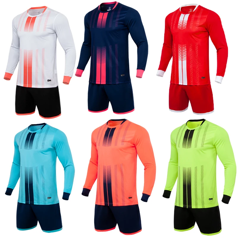 Мужская зеленая футбольная майка с длинным рукавом оранжевая Футбольная форма