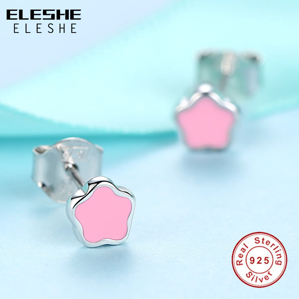 Модные милые 925 серьги-подвески с цветочным украшением из чистого серебра серьги