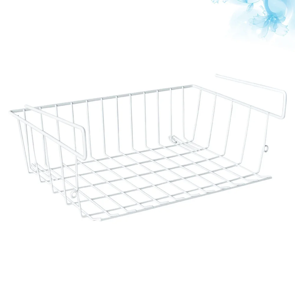 

Punch Free Hanging Basket Hanging Rack Under the Partition Organizer Storage Basket Shelf for Kitchen Wardrobe
