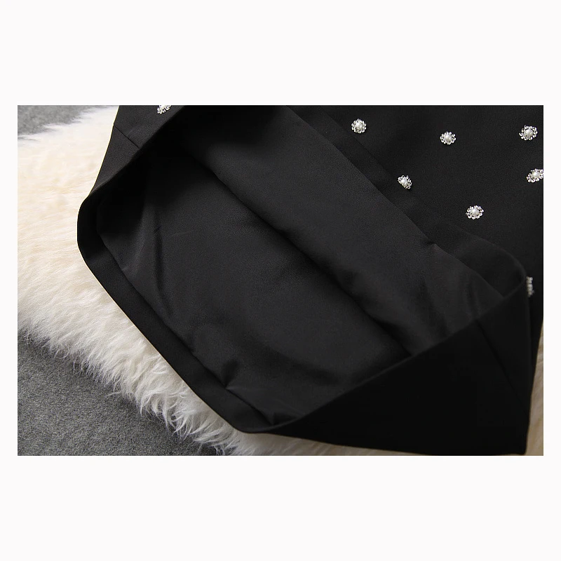 

Designer Brand 2020 New Temperament Commuter OL Set Long Sleeve Bow Lace Shirt Beading Mini Skirt